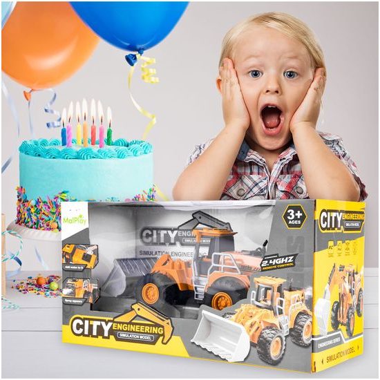 Bagr na dálkové ovládání City Engineering s pohyblivou lžící a kouřovým efektem