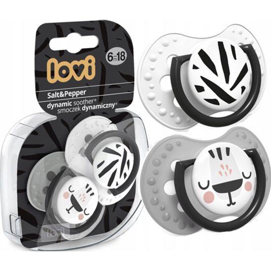 Lovi Dudlíky Lovi 6-18m, Salt & Peper - černá, šedá, bílá