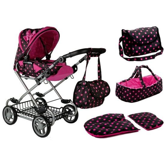 Alice kočárek pro panenky kombinovaný 9346W černá