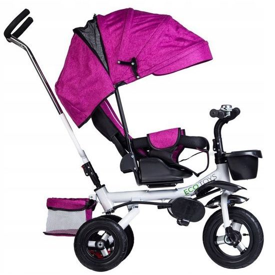 Ecotoys dětská tříkolka s otočným sedadlem Rotage růžová - nafukovací kola