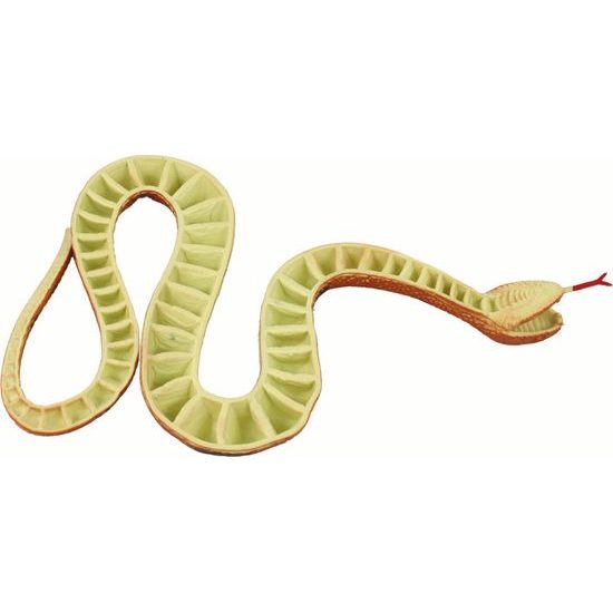 Umělý gumový had s černými a šedými skvrnami