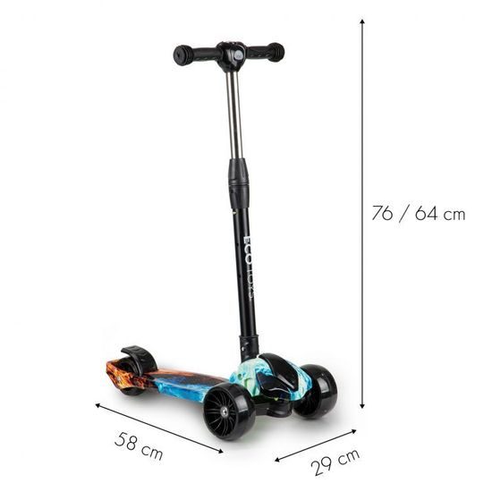 Ecotoys dětská koloběžka černo-modrá se svítícími koly