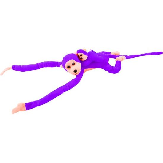 Mascot Plush Monkey with Baby, Purple 90 cm