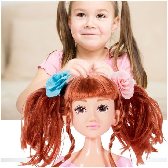Česací hlava pro holčičky s příslušenstvím MakeUp Stylist