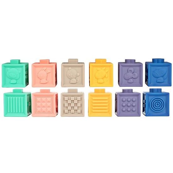 Senzorické kostky pro nejmenší Soft Building Blocks 12 kusů