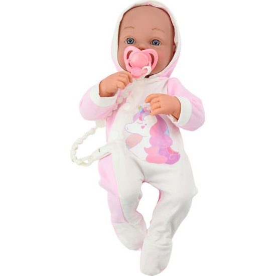 Panenka v oblečku s kapucí s motivem jednorožce, 35 cm