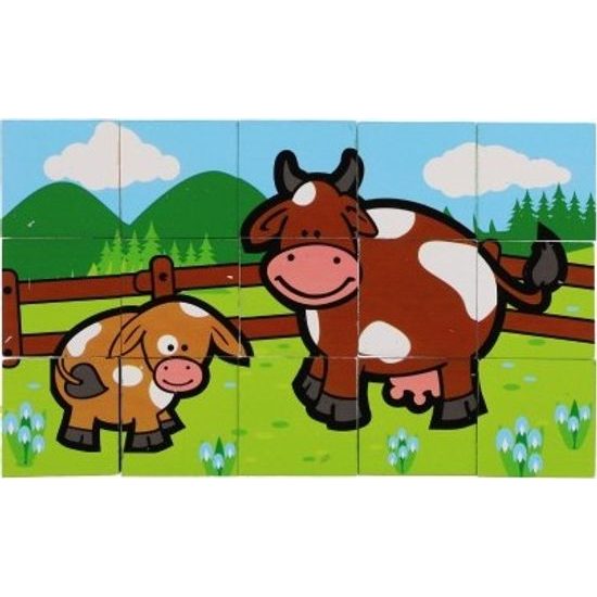 Dřevěné kostky - Moje první zvířátka 15ks