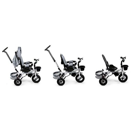 Ecotoys dětská tříkolka s otočným sedadlem a nafukovacími koly Rotage šedá