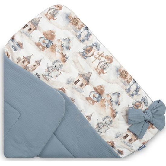 Dětská zavinovačka z mušelínu 75x75 cm Dráček jeans