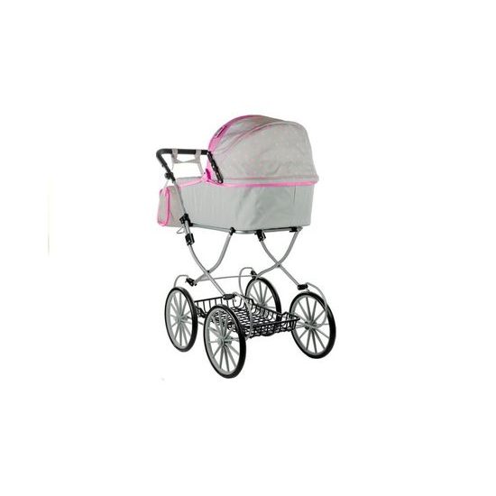 Kočárek pro panenky Alice Retro béžovo-růžový