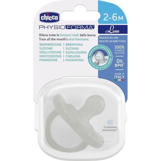 Dětský silikonový dudlík physio luxe 2-6m šedý