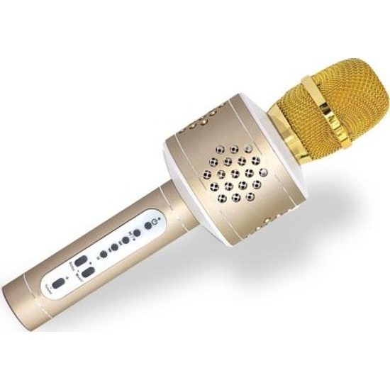 Zlatý Mikrofon karaoke Bluetooth na baterie s USB kabelem
