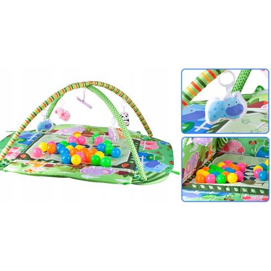 Hrací deka 3v1 se 30 míčky Game Carpet zelená