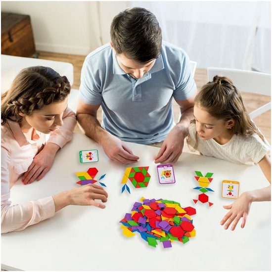 Dřevěné puzzle pro děti Pattern Blocks 155 dílků