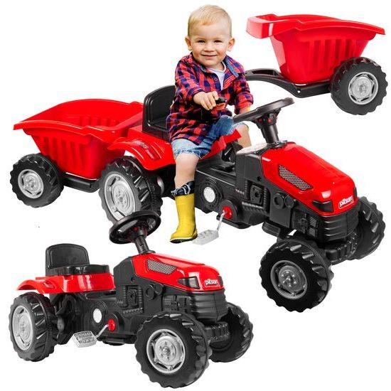 Dětský šlapací traktor s vlečkou Active Pedal červený