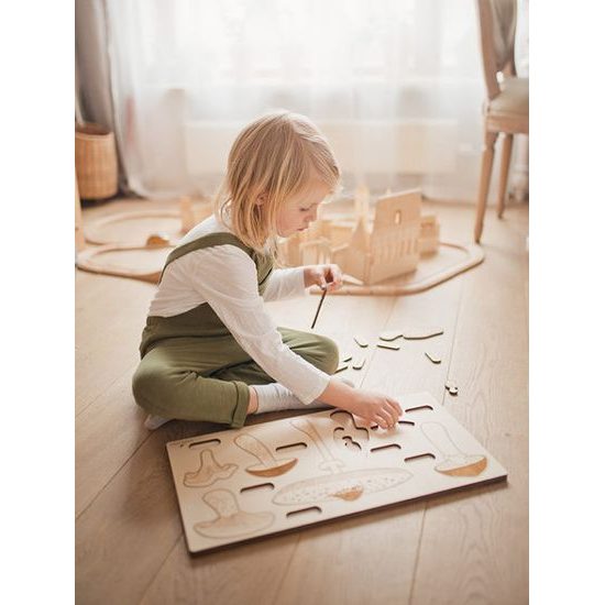 Houby - dřevěné edukativní puzzle - SLOVENSKÁ VERZE