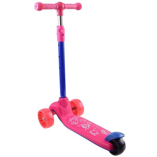 Dětská koloběžka Scooter 708 se svítícími koly - růžová