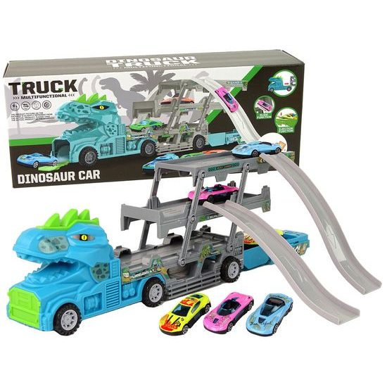 Odtahové auto se 3 autíčky a 2 skluzavkami Dino Truck