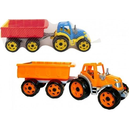 Traktor s vlekem na volný chod - mix 2 barvy