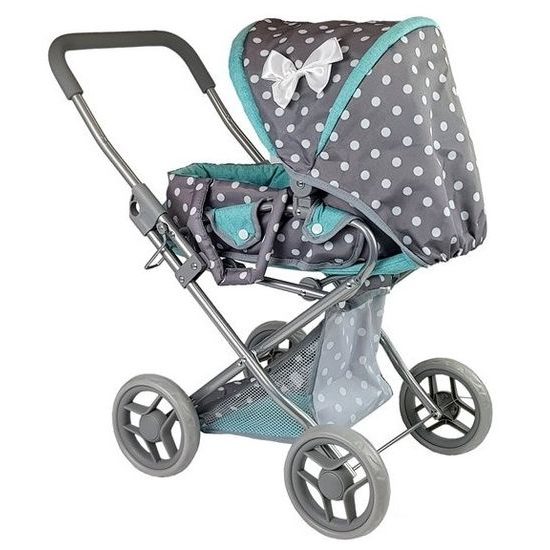 Kočárek pro panenky Alice 9346D kombinovaný šedo-mentolový