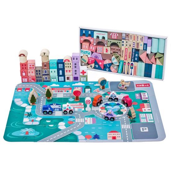 Doris sada dřevěných kostek 115 ks v Městečko