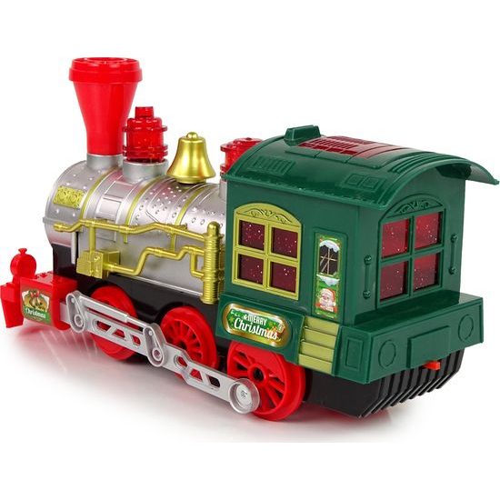Vánoční lokomotiva se světly a zvuky - zelená