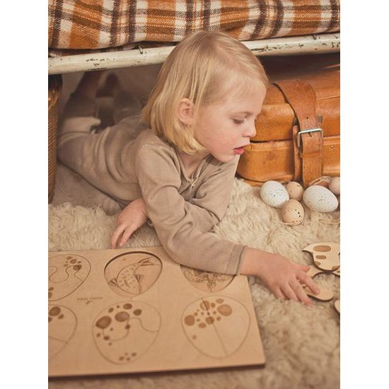 Vajcia - edukatívne drevené puzzle - ČESKÁ VERZIA