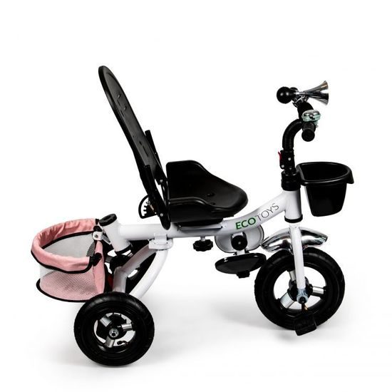 Ecotoys dětská tříkolka s otočným sedadlem a nafukovacími koly Rotage světle růžová