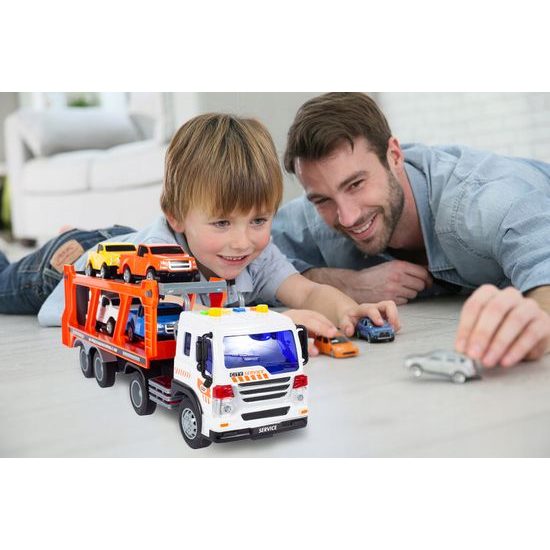 Nákladní auto se 4 autíčky světly a zvuky City Service 1:16