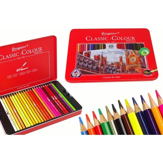 Sada 48 uměleckých pastelek v kovové nádobě