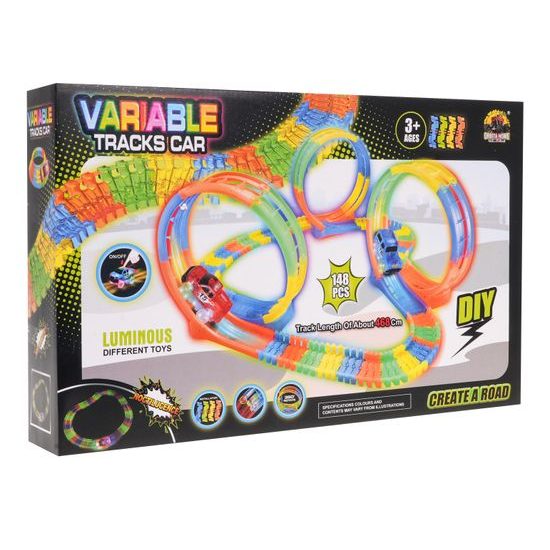 Svítící autodráha s autíčkem na baterie 148 dílků Variable Tracks