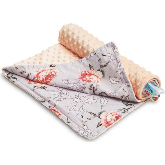Lehká deka minky broskvová Květy