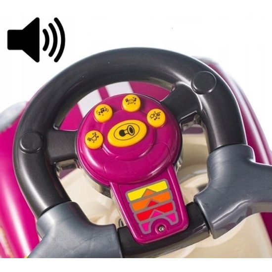 Odrážedlo Super Coupe s vodící tyčí 3v1 fialové