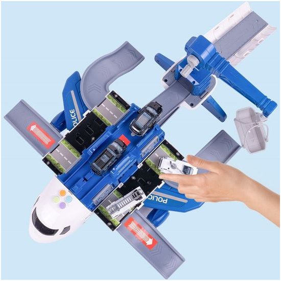 Interaktivní letadlo s autíčky, světly a zvuky DIY Airplane - modré