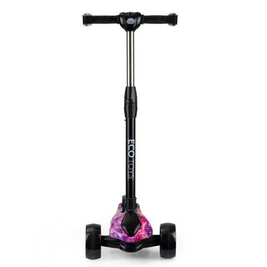 Ecotoys dětská koloběžka černo-růžová se svítícími koly