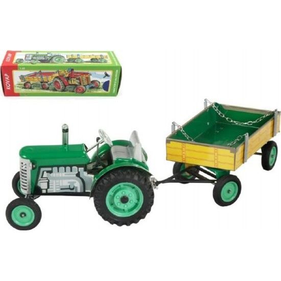 Traktor Zetor s valníkem zelený - na klíček