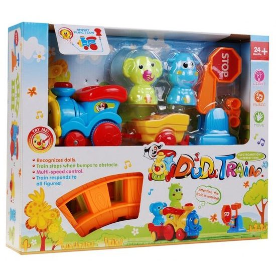 Veselý vláček pro nejmenší se světly a zvuky Dudu Train