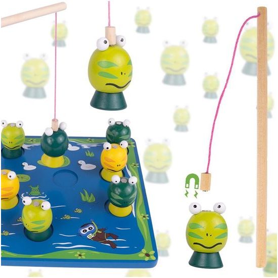 Dřevěné žabičky na lovení na magnet 3D