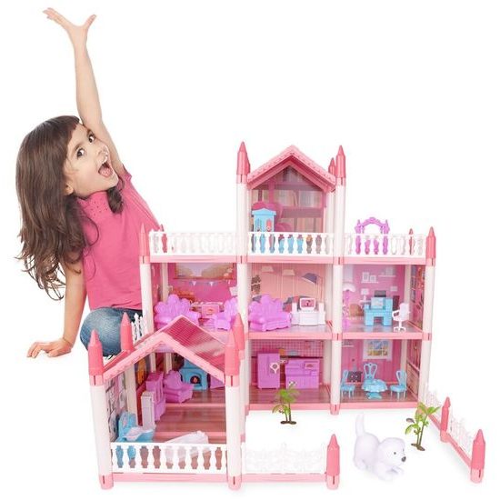 Domeček pro panenky Beautiful Home s příslušenstvím - růžový