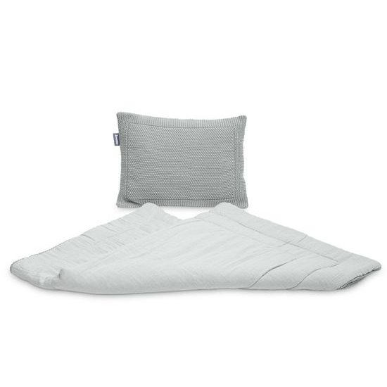 Pletená sada z mušelínu do postýlky a kočárku Sensillo šedá