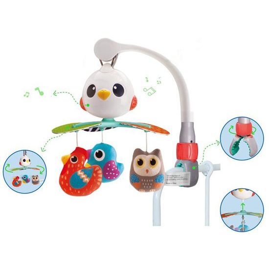 Huile Toys cestovný kolotoč nad postieľku s melódiami Bird Toys