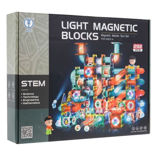 Magnetická svítící stavebnice se skluzavkou Light Magnetic 292 dílů