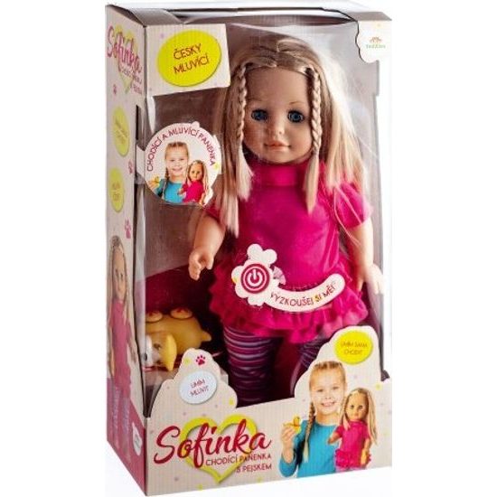 Panenka Sofinka s pejskem chodící a česky mluvící - na baterie
