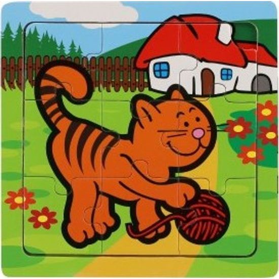 Dřevěné Mini puzzle 9 dílků - Moje první zvířátka pro nejmenší - mix 6 druhů