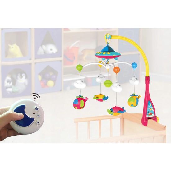 Haunger kolotoč nad postýlku s dálkovým ovladačem a projektorem