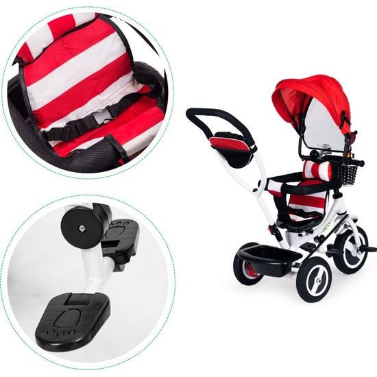 Ecotoys dětská tříkolka s otočným sedadlem Trike 2v1 červená