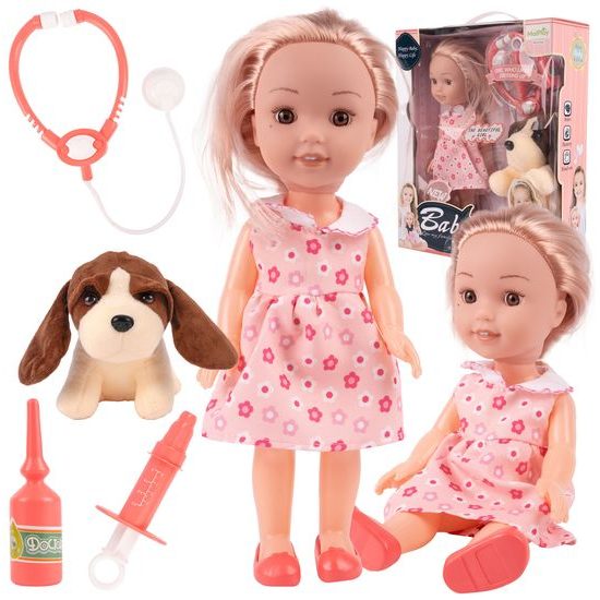 Panenka doktorka s oblečením a pejskem My Baby 35 cm