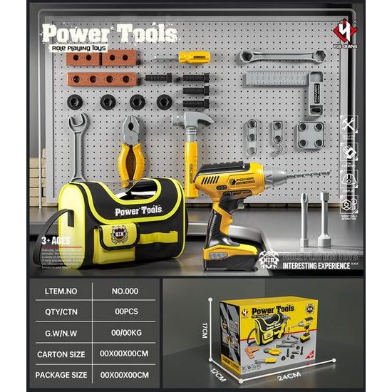 Sada dětského nářadí s vrtačkou na baterie v tašce Power Tools