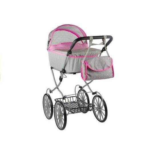Kočárek pro panenky Alice Retro béžovo-růžový