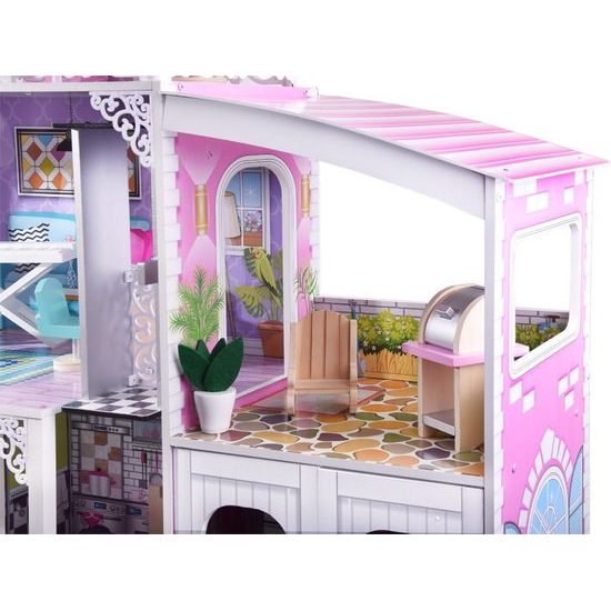 Dřevěný XXL domeček pro panenky s garáží rezidence Melinda